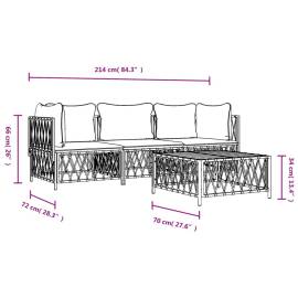 Set mobilier de grădină, 4 piese, cu perne, alb, oțel, 8 image