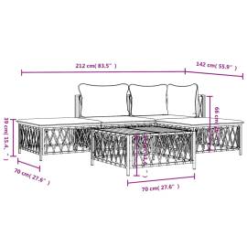 Set mobilier de grădină, 5 piese, cu perne, alb, oțel, 9 image