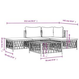 Set mobilier de grădină, 5 piese, cu perne, antracit, oțel, 9 image