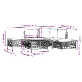 Set mobilier de grădină, 6 piese, cu perne, alb, oțel, 9 image