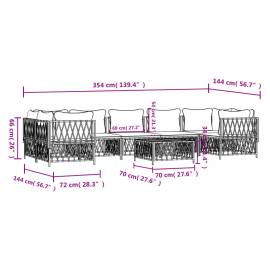 Set mobilier de grădină, 8 piese, cu perne, alb, oțel, 8 image