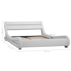Cadru de pat cu led, alb, 140 x 200 cm, piele artificială, 8 image