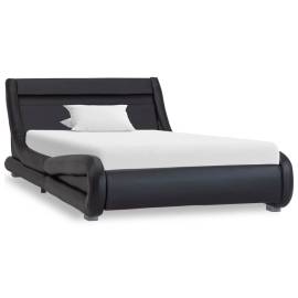 Cadru de pat cu led, negru, 90 x 200 cm, piele ecologică, 2 image