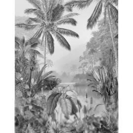 Komar fototapet mural lac tropical alb & negru, 200x270 cm, 2 image
