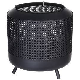Progarden coș de foc cu grilaj pentru grătar, negru, 50x51 cm