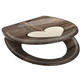SchÜtte scaun toaletă duroplast, închidere silențioasă, „wood heart”, 3 image