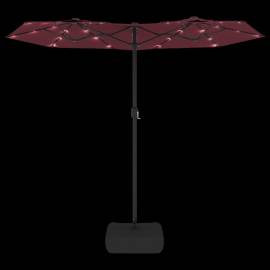Umbrelă de soare două capete, cu led-uri, roșu bordo 316x240 cm, 6 image