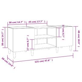 Dulapuri pentru discuri alb lucios 121x38x48 cm, lemn prelucrat, 8 image
