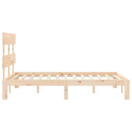 Cadru de pat cu tăblie, lemn masiv, dublu 4ft6, 7 image