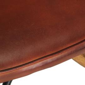 Scaun balansoar cu taburet, maro, piele naturală, 8 image