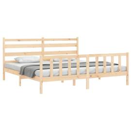 Cadru de pat cu tăblie, 180x200 cm, lemn masiv, 3 image