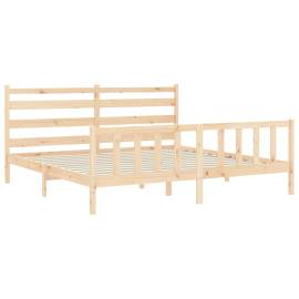 Cadru de pat cu tăblie, 180x200 cm, lemn masiv, 5 image