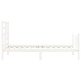 Cadru de pat cu tăblie, alb, 100x200 cm, lemn masiv, 7 image