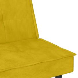 Canapea extensibilă cu suporturi de pahare, galben, catifea, 10 image