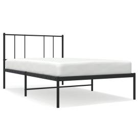 Cadru de pat din metal cu tăblie, negru, 100x200 cm, 2 image
