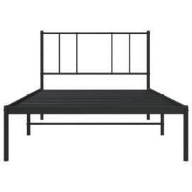 Cadru de pat din metal cu tăblie, negru, 100x200 cm, 6 image