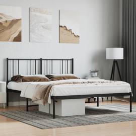Cadru de pat metalic cu tăblie, negru, 150x200 cm