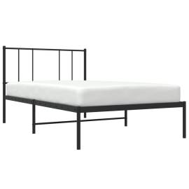Cadru de pat metalic cu tăblie, negru, 75x190 cm, 3 image