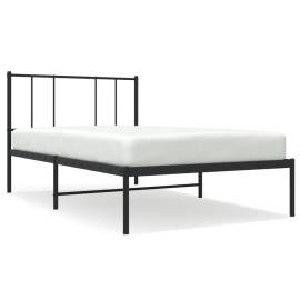 Cadru de pat metalic cu tăblie, negru, 80x200 cm, 2 image