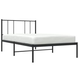 Cadru de pat metalic cu tăblie, negru, 80x200 cm, 3 image