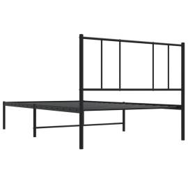 Cadru de pat metalic cu tăblie, negru, 90x190 cm, 8 image