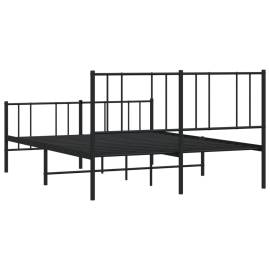Cadru pat metalic cu tăblie de cap/picioare, negru, 150x200 cm, 8 image