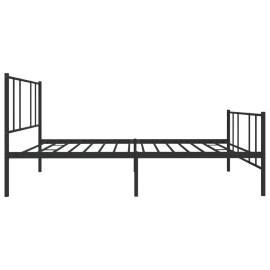 Cadru pat metalic cu tăblii de cap/picioare, negru, 100x190 cm, 7 image