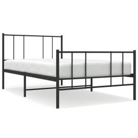 Cadru pat metalic cu tăblii de cap/picioare, negru, 75x190 cm, 2 image