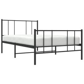 Cadru pat metalic cu tăblii de cap/picioare, negru, 80x200 cm, 3 image