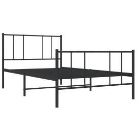 Cadru pat metalic cu tăblii de cap/picioare, negru, 90x190 cm, 5 image