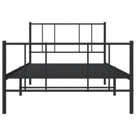 Cadru pat metalic cu tăblii de cap/picioare, negru, 90x200 cm, 6 image