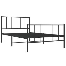Cadru pat metalic cu tăblii de cap/picioare, negru, 90x200 cm, 5 image