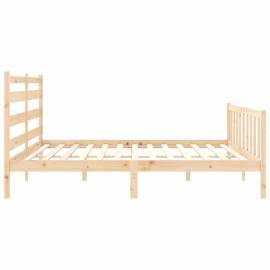 Cadru pat cu tăblie 200x200 cm, lemn masiv de pin, 7 image