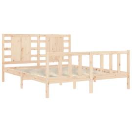 Cadru de pat cu tăblie, lemn masiv, king size 5ft, 5 image