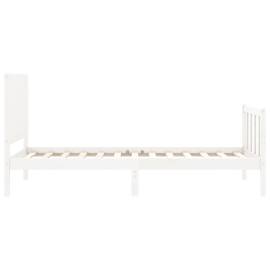 Cadru de pat cu tăblie 3ft, single, alb, lemn masiv, 7 image
