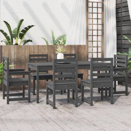 Set cu masă de grădină, 7 piese, gri, lemn masiv de pin, 3 image
