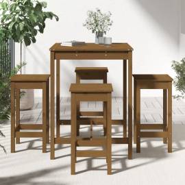 Set mobilier bar de grădină, 5 piese, maro miere lemn masiv pin, 3 image