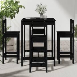 Set mobilier bar de grădină, 5 piese, negru, lemn masiv de pin, 3 image