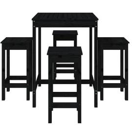 Set mobilier bar de grădină, 5 piese, negru, lemn masiv de pin, 4 image