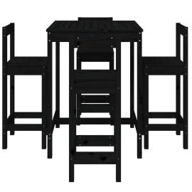 Set mobilier bar de grădină, 5 piese, negru, lemn masiv de pin, 4 image