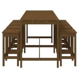 Set mobilier bar de grădină, 9 piese, maro miere lemn masiv pin, 5 image