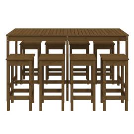 Set mobilier bar de grădină, 9 piese, maro miere lemn masiv pin, 4 image