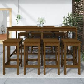 Set mobilier bar de grădină, 9 piese, maro miere lemn masiv pin, 3 image