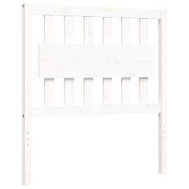 Cadru de pat cu tăblie 3ft, single, alb, lemn masiv, 9 image