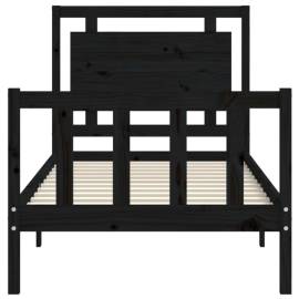 Cadru de pat cu tăblie 2ft6 small single, negru, lemn masiv, 6 image