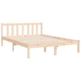 Cadru de pat cu tăblie, 140x200 cm, lemn masiv, 9 image