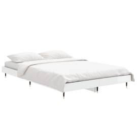 Cadru de pat, alb extralucios, 120x190 cm, lemn prelucrat, 4 image