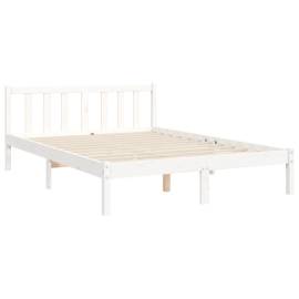 Cadru de pat cu tăblie, alb, 140x200 cm, lemn masiv, 9 image