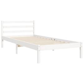 Cadru de pat cu tăblie, alb, 90x200 cm, lemn masiv, 8 image