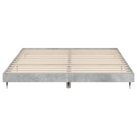 Cadru de pat, gri beton, 120x200 cm, lemn prelucrat, 6 image